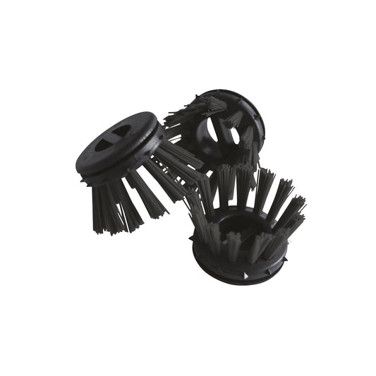 Round brush for ring rubber mats, plastic, pack of 10, black.