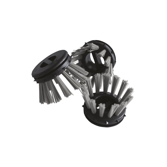 Round brush for ring rubber mats, plastic, pack of 10, black/grey.