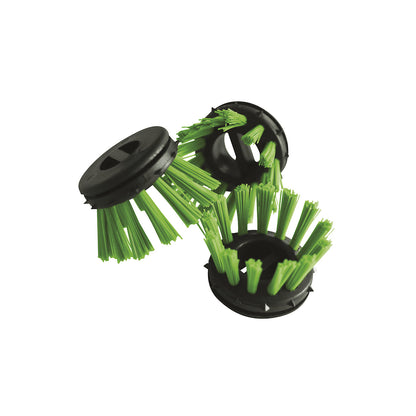 Round brush for ring rubber mats, plastic, pack of 10, black/green.