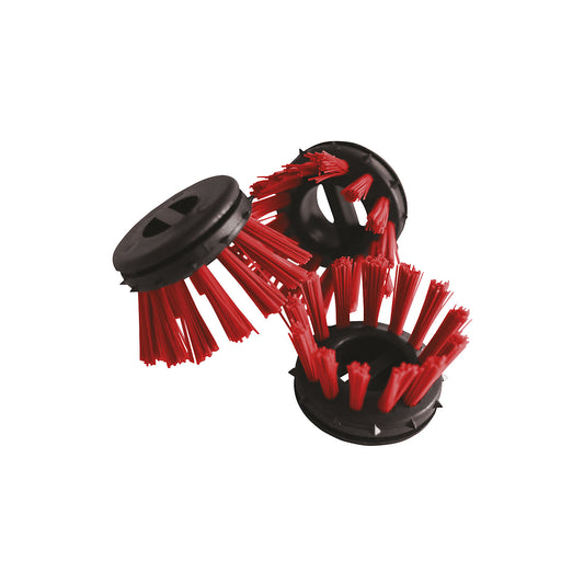 Round brush for ring rubber mats, plastic, pack of 10, black/red.