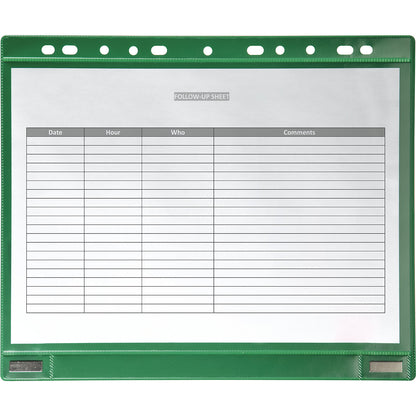 Magnetic view pocket with file edge, magnetic, A4, pack of 5, green.
