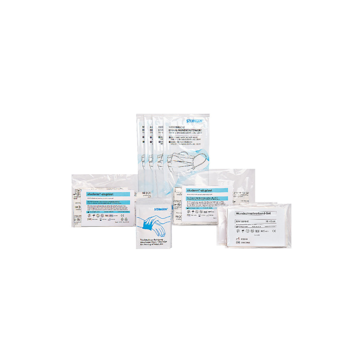 First aid material, supplementary set, DIN 13169, DIN amendment 2021.