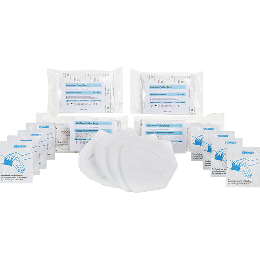First aid material, supplementary set, DIN 13169, DIN amendment 2021.