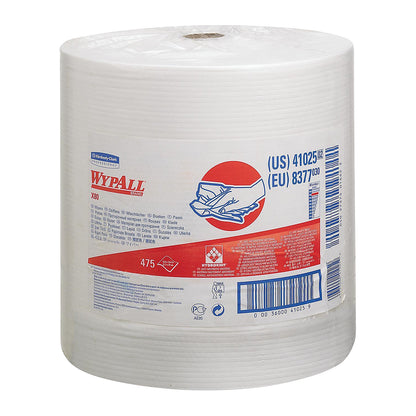 WypAll® X80 large roll of wipes 8377, 475 cloths in 340 x 315 mm, 1-ply.