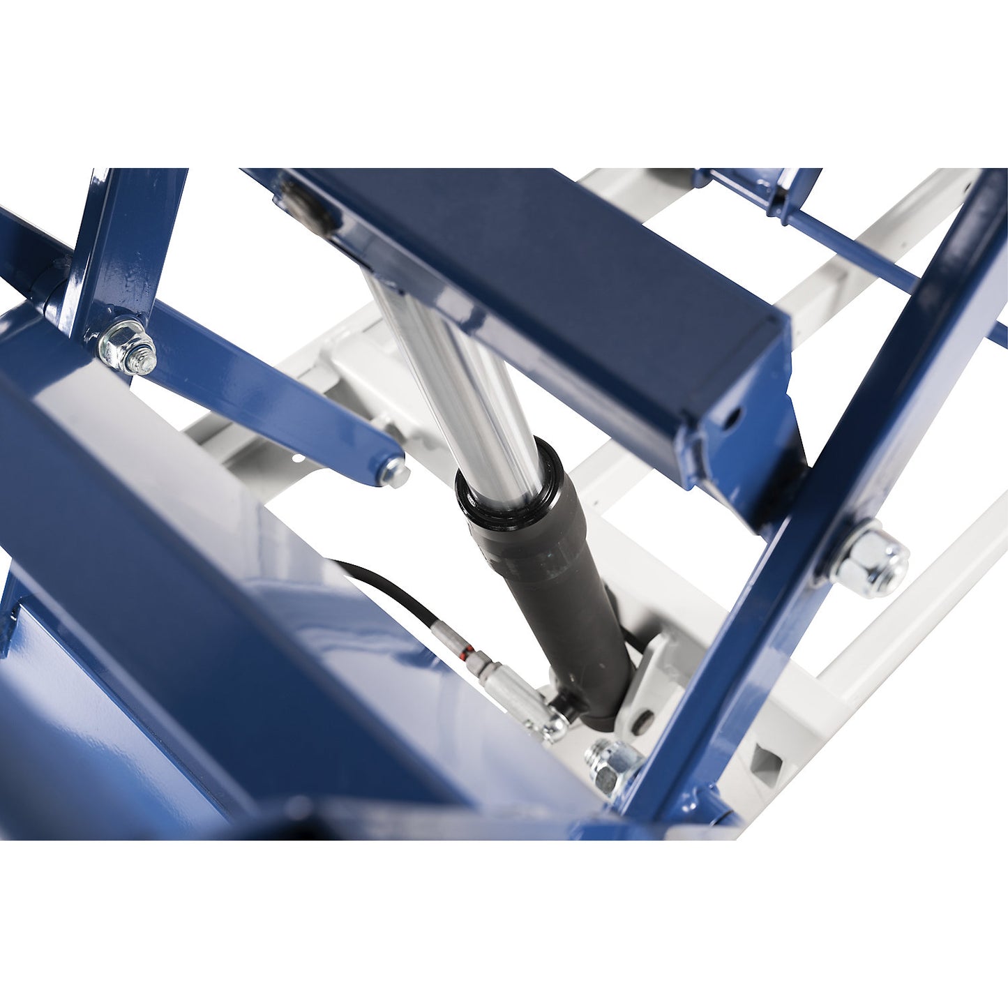 Mobile work table with lifting mechanism, height 430 - 1040 mm, max. load 350 kg, WxD 2000 x 1000 mm.
