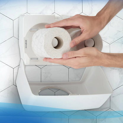 Scott® ESSENTIAL™ toilet paper, 2-ply, pack of 64 x 350 sheets, white.