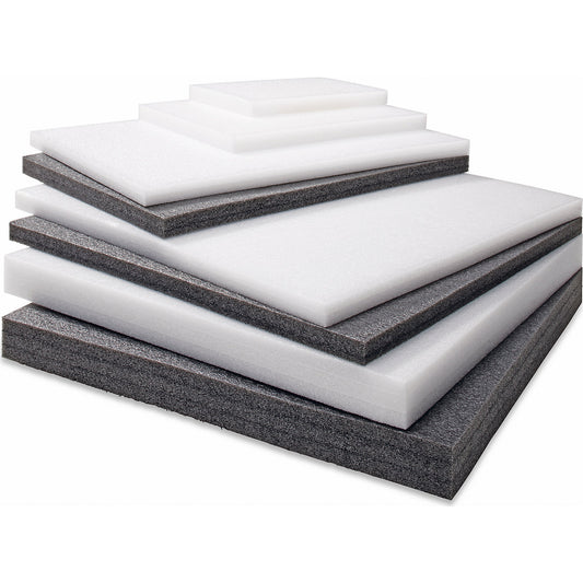 Foam sheet, material thickness 25 mm, made of PE, LxW 600 x 400 mm, white, pack of 20.