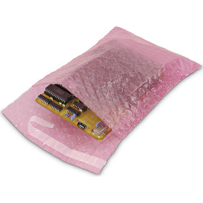 ESD bubble wrap bag 100 µm, self-adhesive, dissipative, antistatic, LxW 120 x 100 mm, pack of 500.