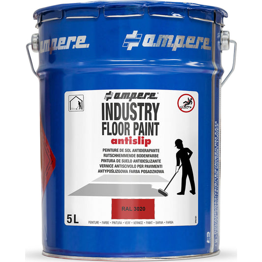 Industry Floor Paint antislip® ground marking paint, capacity 5 l, red.