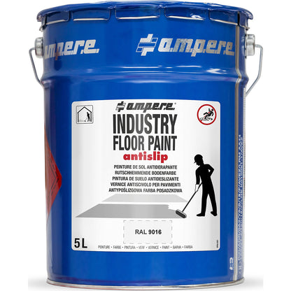 Industry Floor Paint antislip® ground marking paint, capacity 5 l, white.