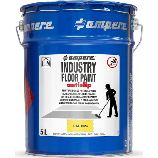 Industry Floor Paint antislip® ground marking paint, capacity 5 l, yellow.