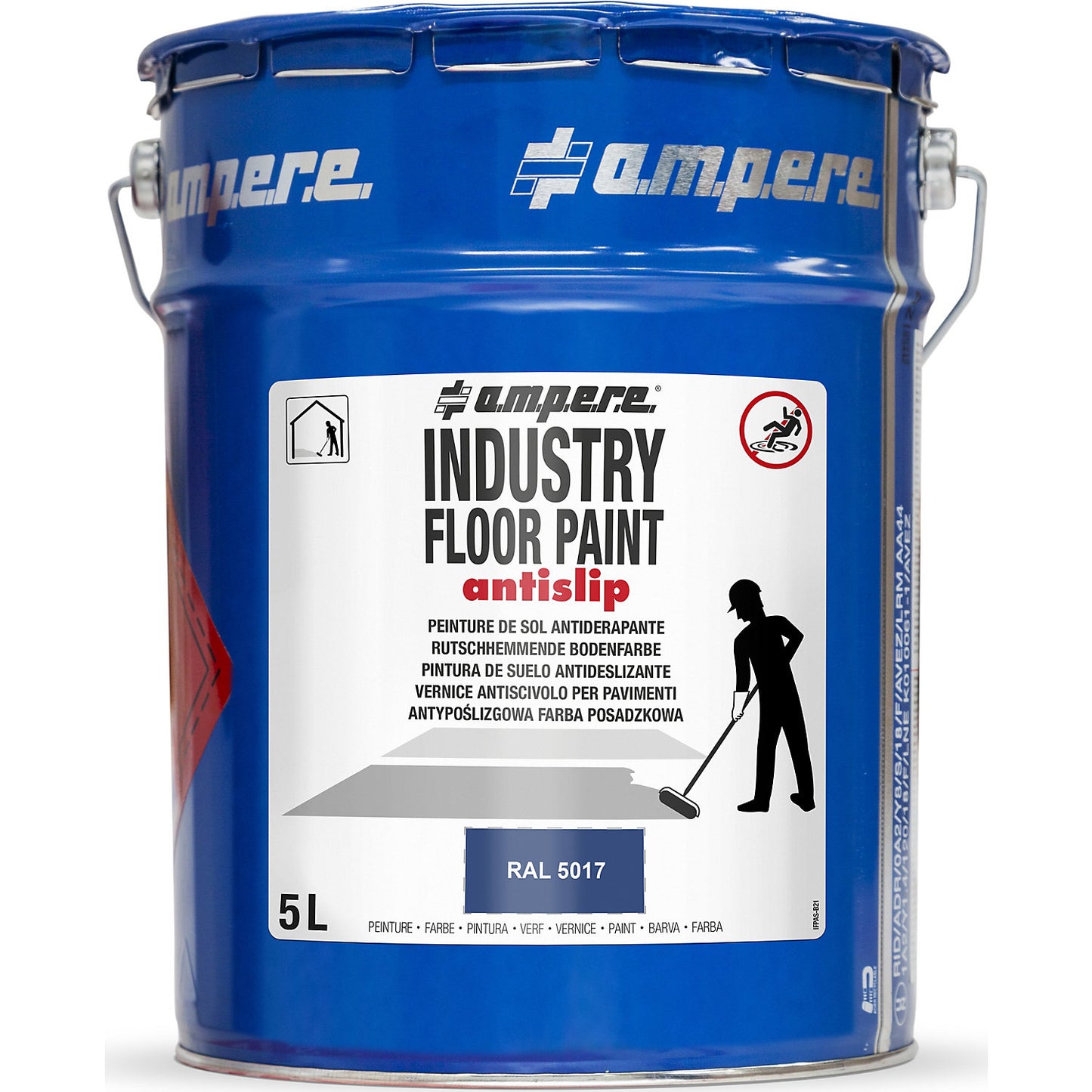 Industry Floor Paint antislip® ground marking paint, capacity 5 l, blue.