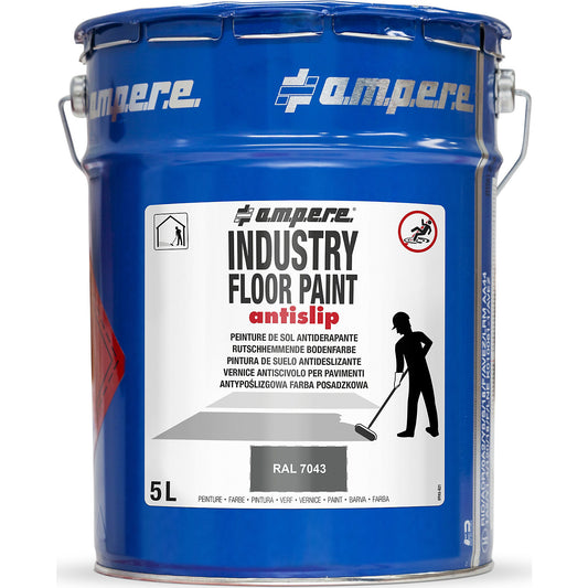 Industry Floor Paint antislip® ground marking paint, capacity 5 l, grey.