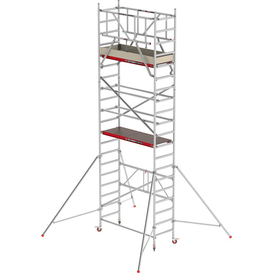 RS 44-POWER folding tower, wooden platform, length 1.85 m, working height 6.80 m.