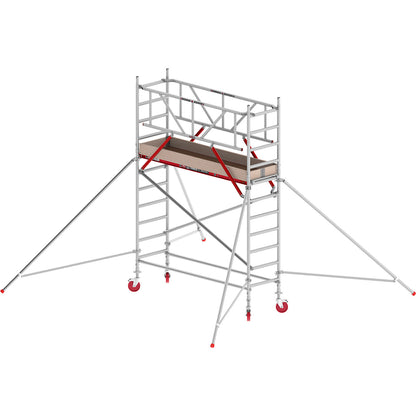RS TOWER 41 slim mobile access tower, wooden platform, length 2.45 m, working height 4.20 m.