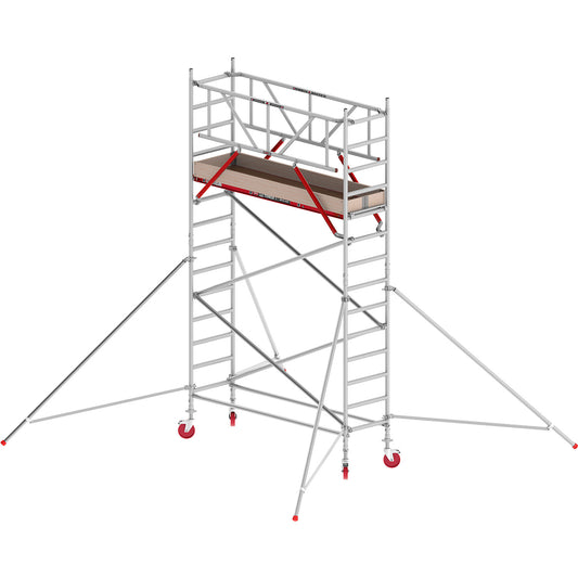 RS TOWER 41 slim mobile access tower, wooden platform, length 1.85 m, working height 5.20 m.