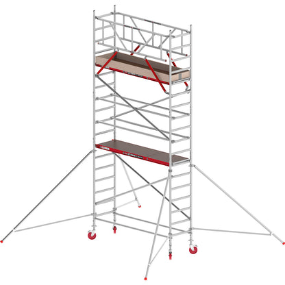 RS TOWER 41 slim mobile access tower, wooden platform, length 1.85 m, working height 6.20 m.