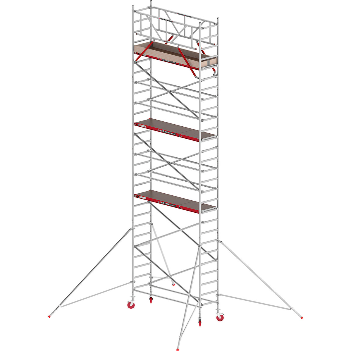 RS TOWER 41 slim mobile access tower, wooden platform, length 1.85 m, working height 9.20 m.