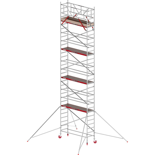 RS TOWER 41 slim mobile access tower, wooden platform, length 1.85 m, working height 10.20 m.