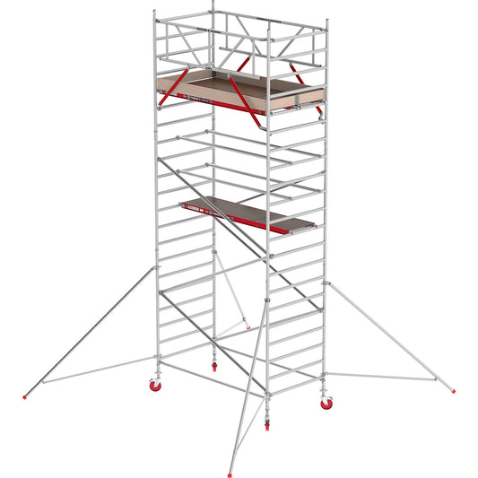 RS TOWER 42 wide mobile access tower, wooden platform, length 2.45 m, working height 7.20 m.