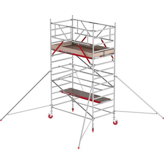 RS TOWER 42 wide mobile access tower, wooden platform, length 1.85 m, working height 5.20 m.