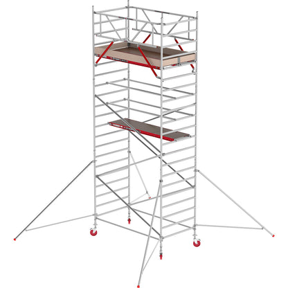 RS TOWER 42 wide mobile access tower, wooden platform, length 1.85 m, working height 7.20 m.