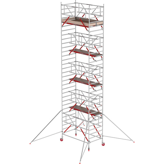 RS TOWER 42 wide mobile access tower with Safe-Quick®, wooden platform, length 1.85 m, working height 10.20 m.