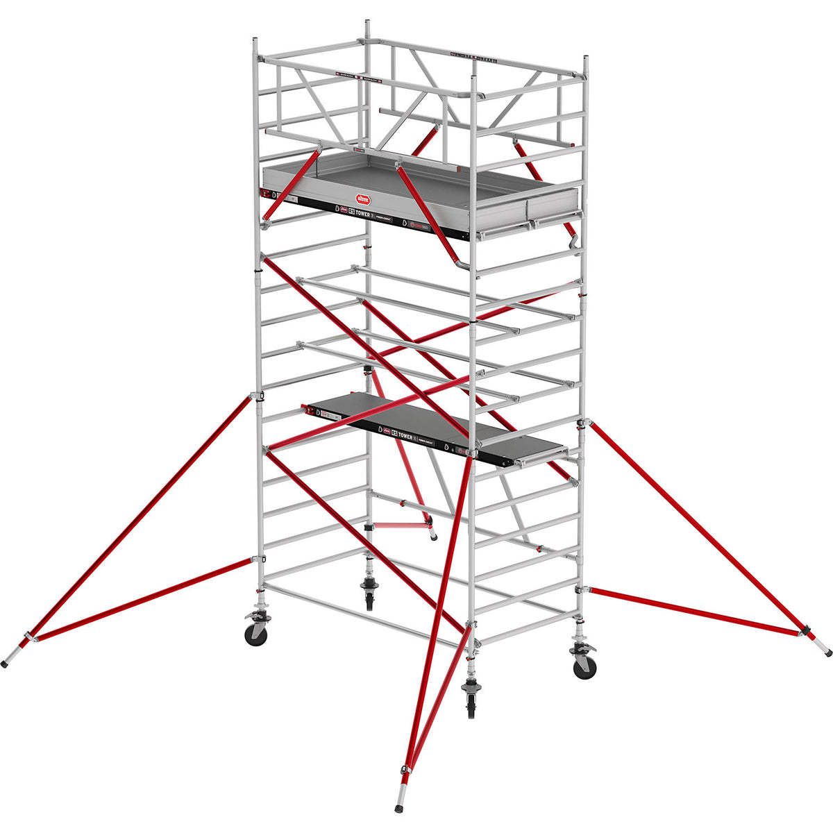 RS TOWER 55 mobile access tower, Fiber-Deck® platform, length 2.45 m, working height 5.80 m.