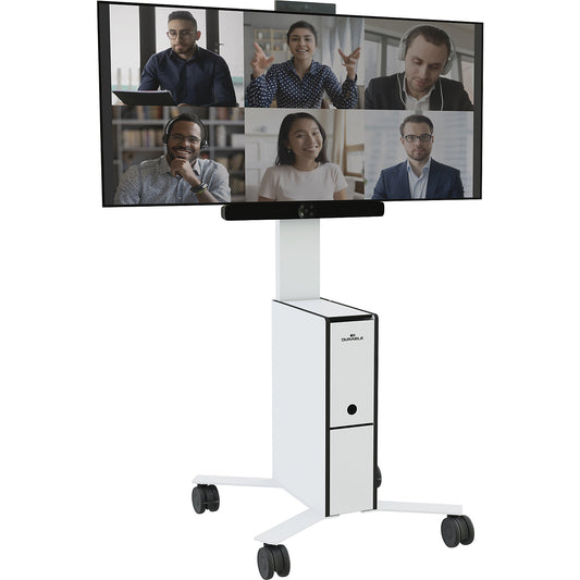 COWORKSTATION® mobile TV trolley, HxWxD 1292 x 572 x 574 mm, white.