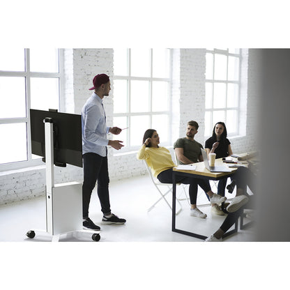 COWORKSTATION® mobile TV trolley, HxWxD 1292 x 572 x 574 mm, white.