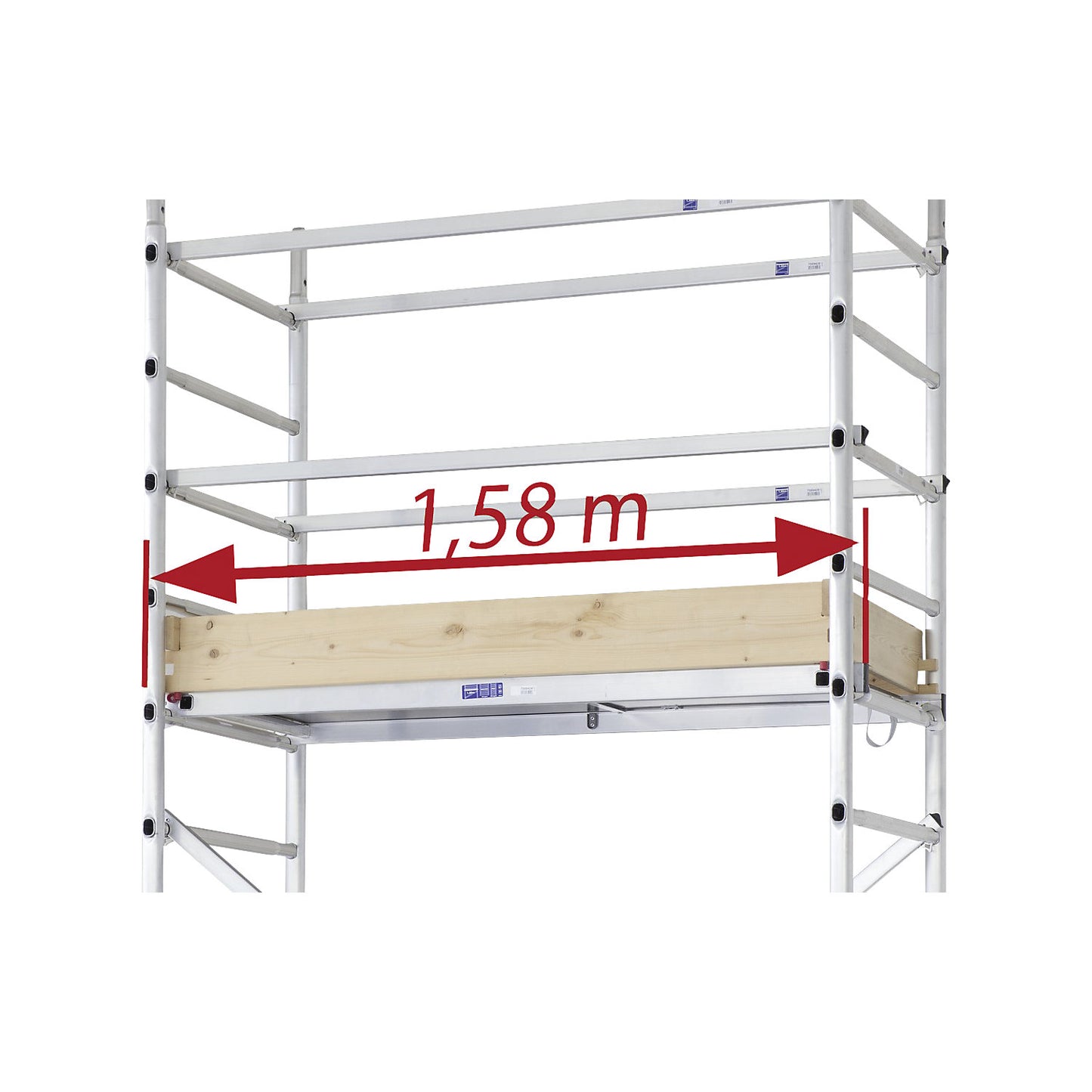 ALUPRO CONCEPT modular access tower, modules 1+2, standing height 2.65 m, platform length 1.58 m.