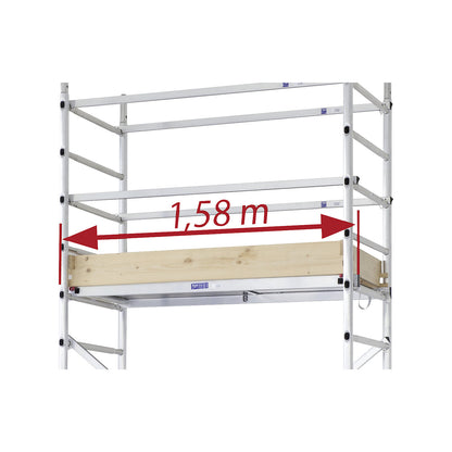 ALUPRO CONCEPT modular access tower, modules 1+2, standing height 2.65 m, platform length 1.58 m.