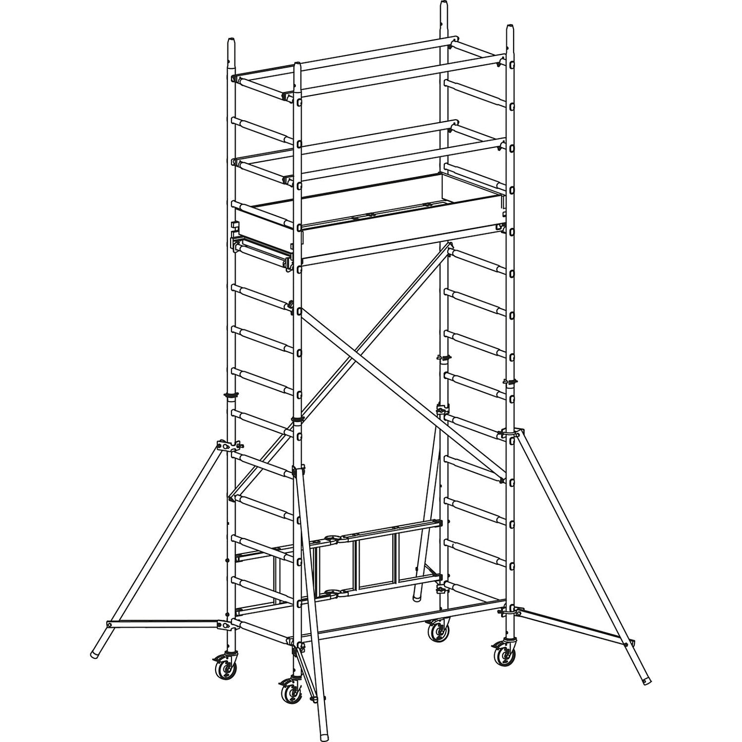 ALUPRO CONCEPT modular access tower, modules 1+2, standing height 2.65 m, platform length 1.58 m.