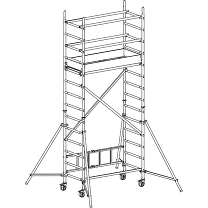 ALUPRO CONCEPT modular access tower, modules 1+2, standing height 2.65 m, platform length 1.58 m.