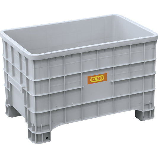 Used battery storage and transport box, made of PE, capacity 300 l, with 4 feet.