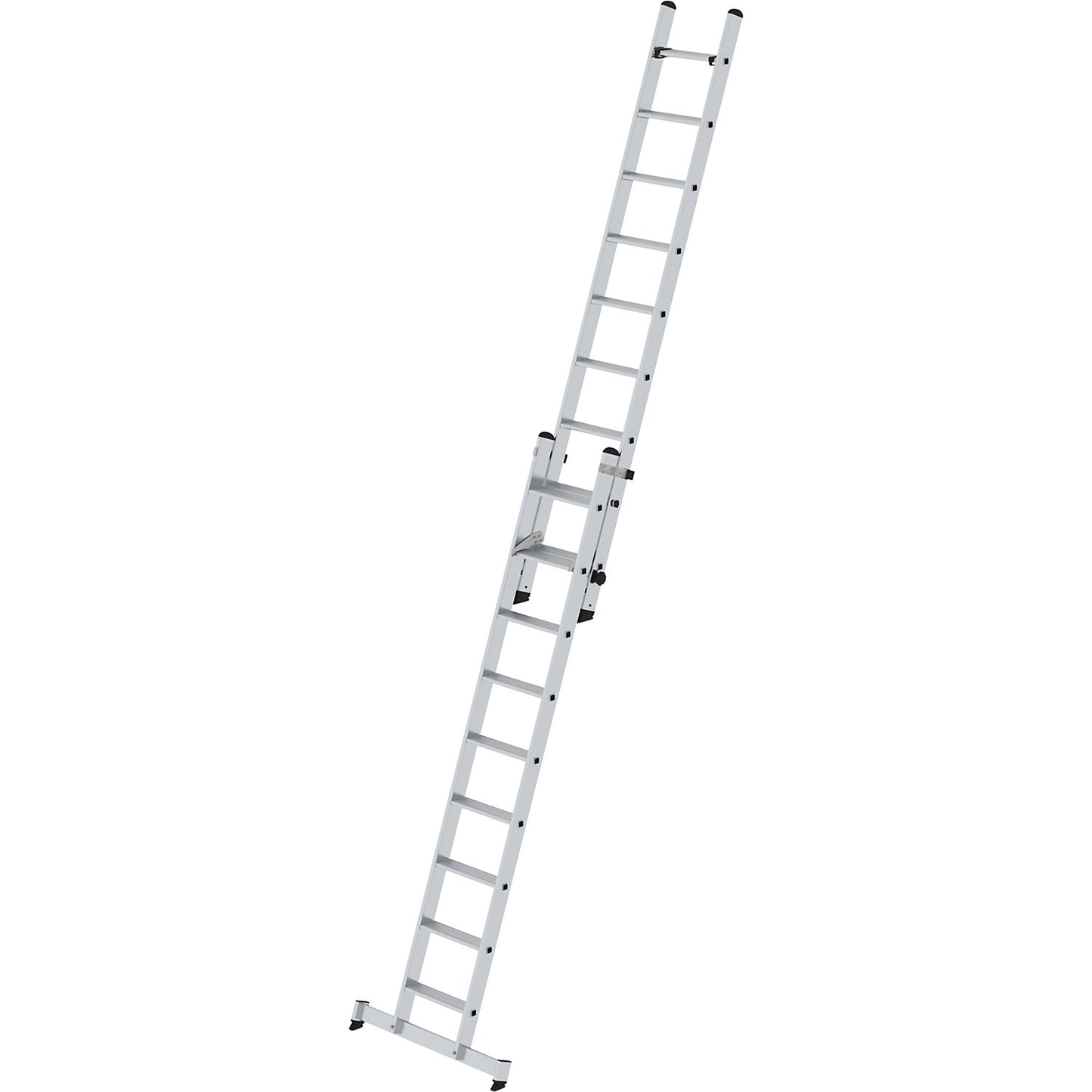Extending step ladder, 2-part, with nivello® beam, 18 steps.