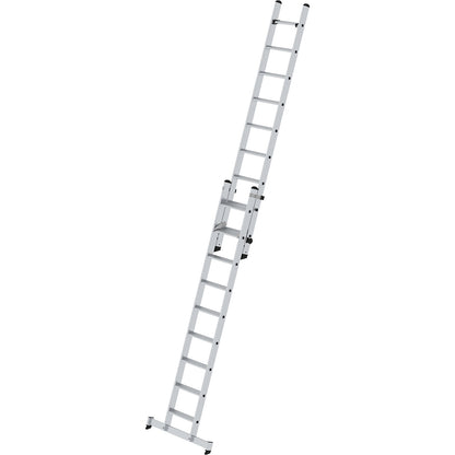 Extending step ladder, 2-part, with nivello® beam, 18 steps.