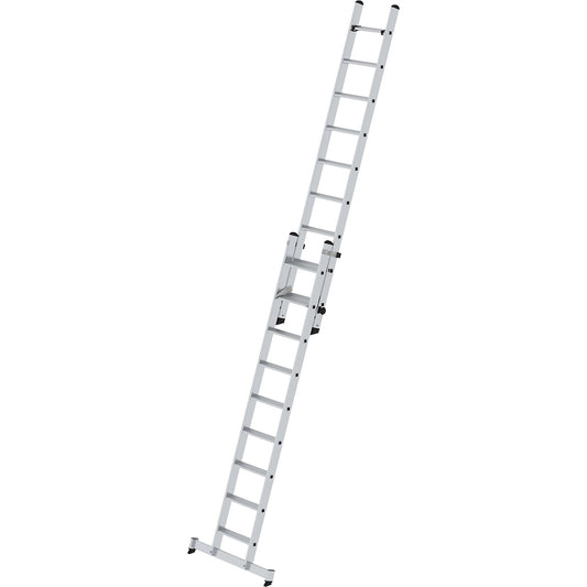 Extending step ladder, 2-part, with nivello® beam, 18 steps.