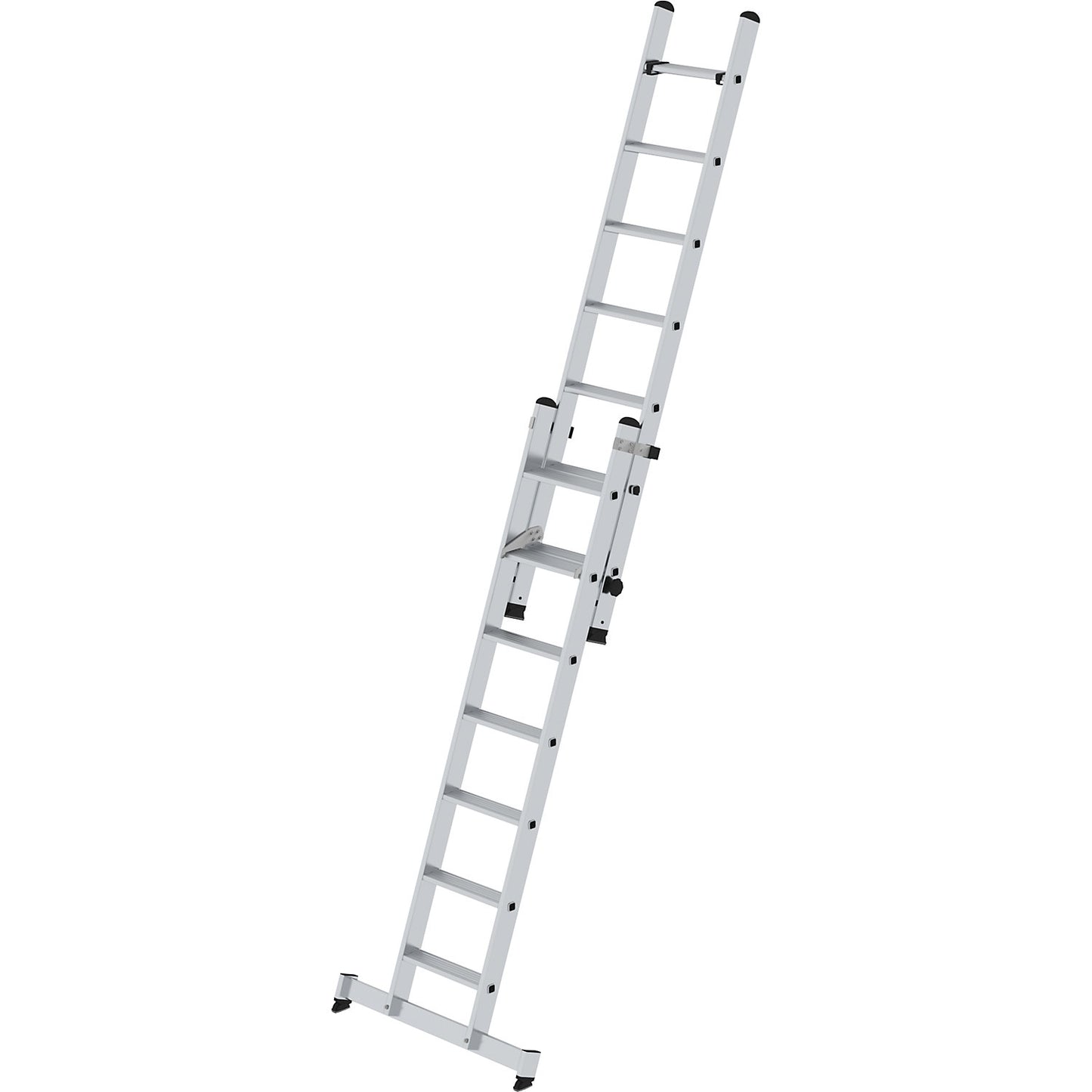 Extending step ladder, 2-part, with nivello® beam, 14 steps.