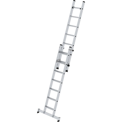 Extending step ladder, 2-part, with nivello® beam, 14 steps.