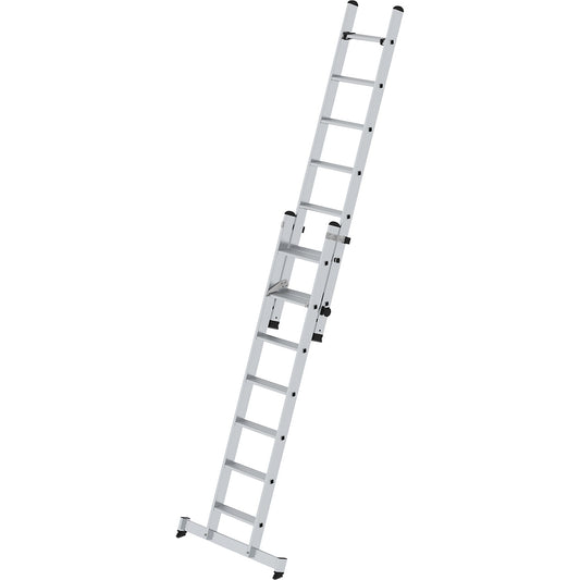 Extending step ladder, 2-part, with nivello® beam, 14 steps.