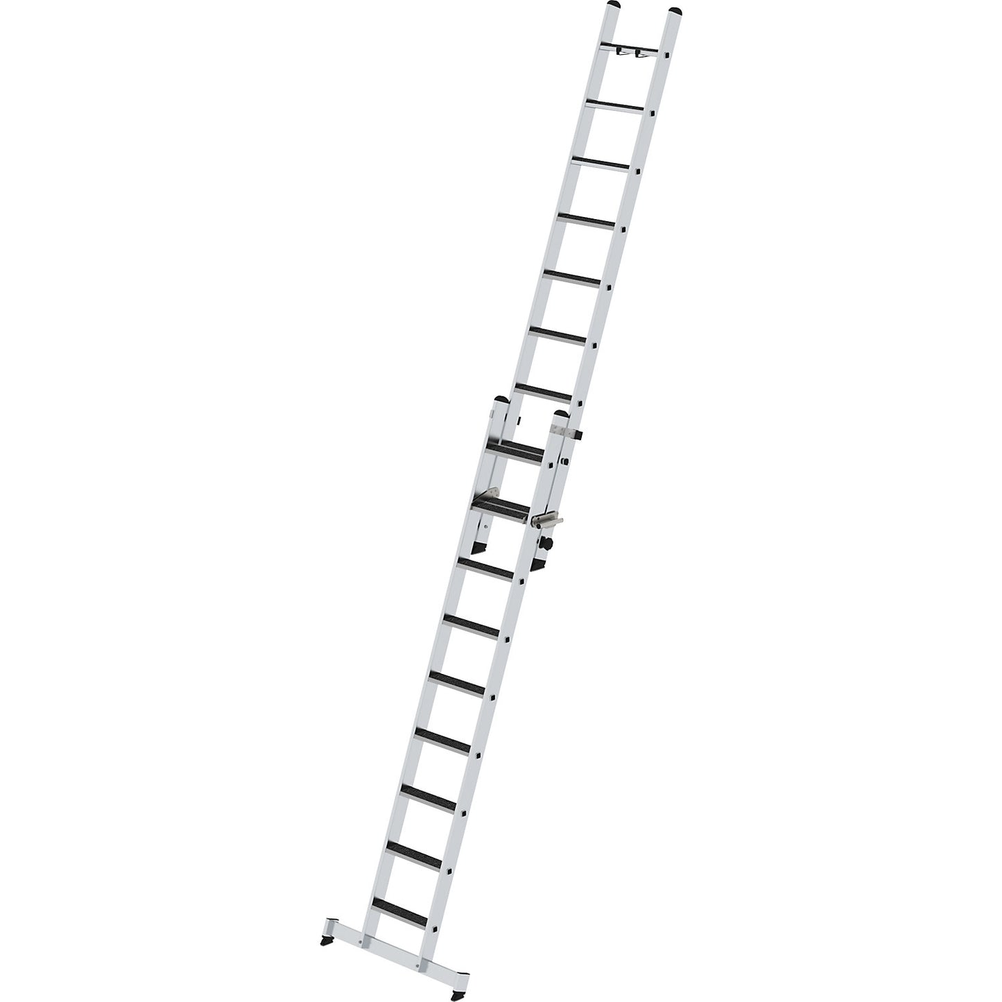 Extending step ladder, 2-part, nivello® beam and clip-step tread cover, 18 steps.