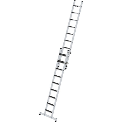 Extending step ladder, 2-part, nivello® beam and clip-step tread cover, 18 steps.