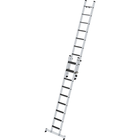 Extending step ladder, 2-part, nivello® beam and clip-step tread cover, 18 steps.