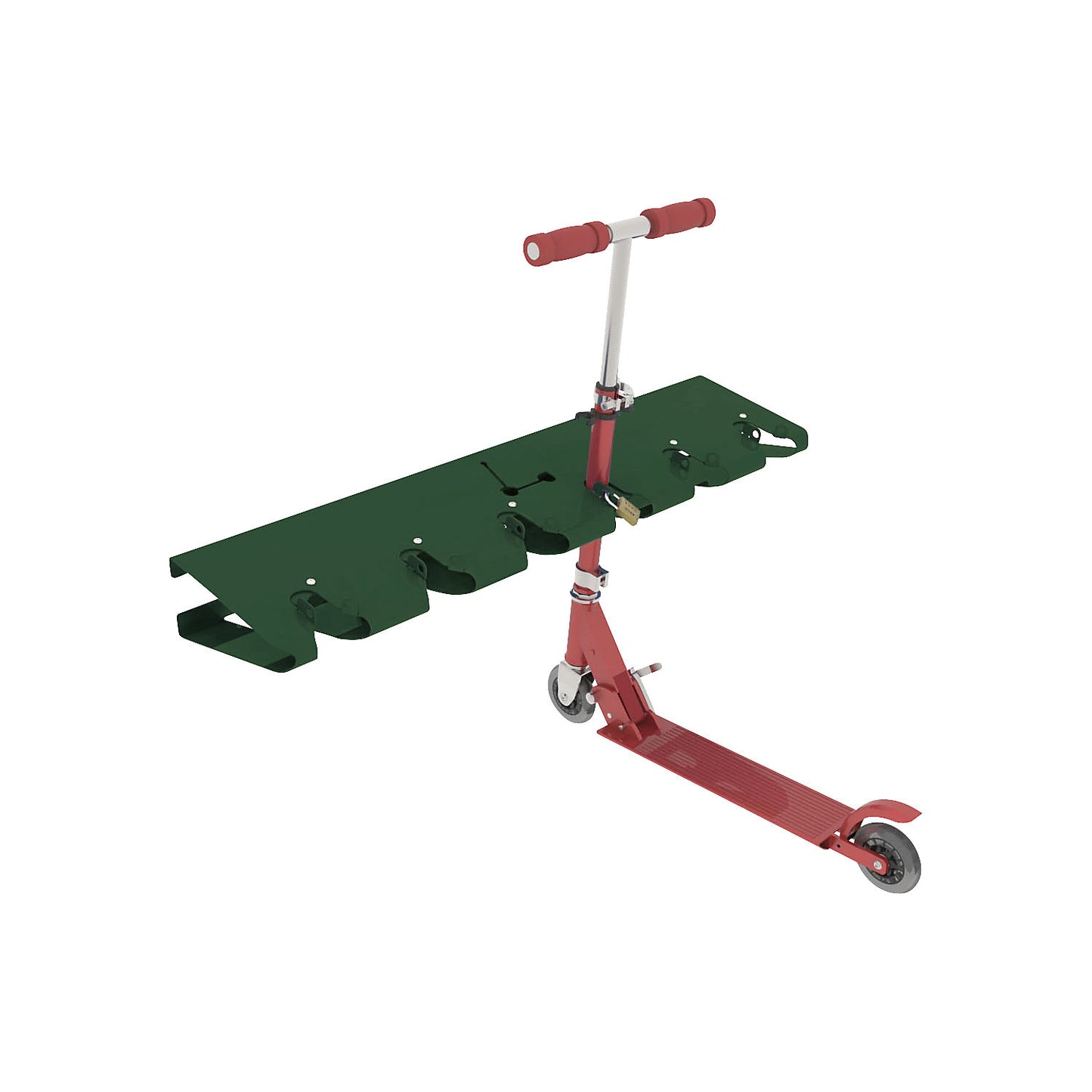 Scooter rack, for wall mounting, moss green.