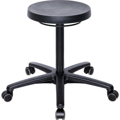 Industrial stool, with gas lift height adjustment, PU foam seat, with castors.