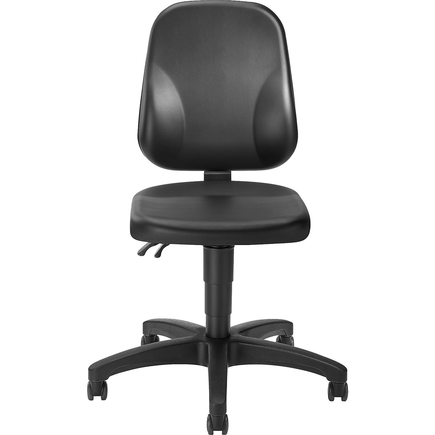Industrial swivel chair, vinyl, with castors, 440 - 620 mm.