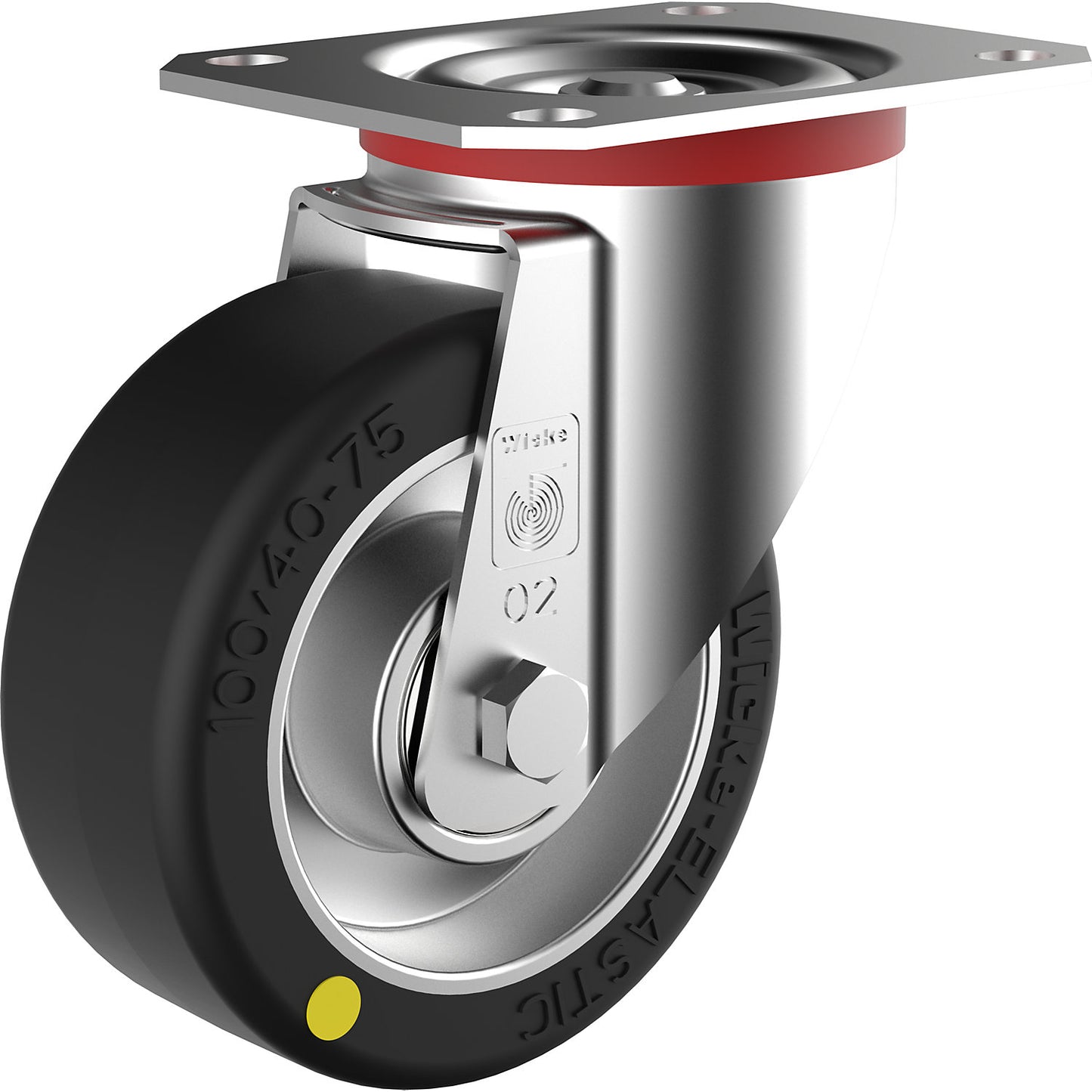ESD elastic rubber tyre, wheel Ø x width 100 x 40 mm, max. load 200 kg, swivel castor.