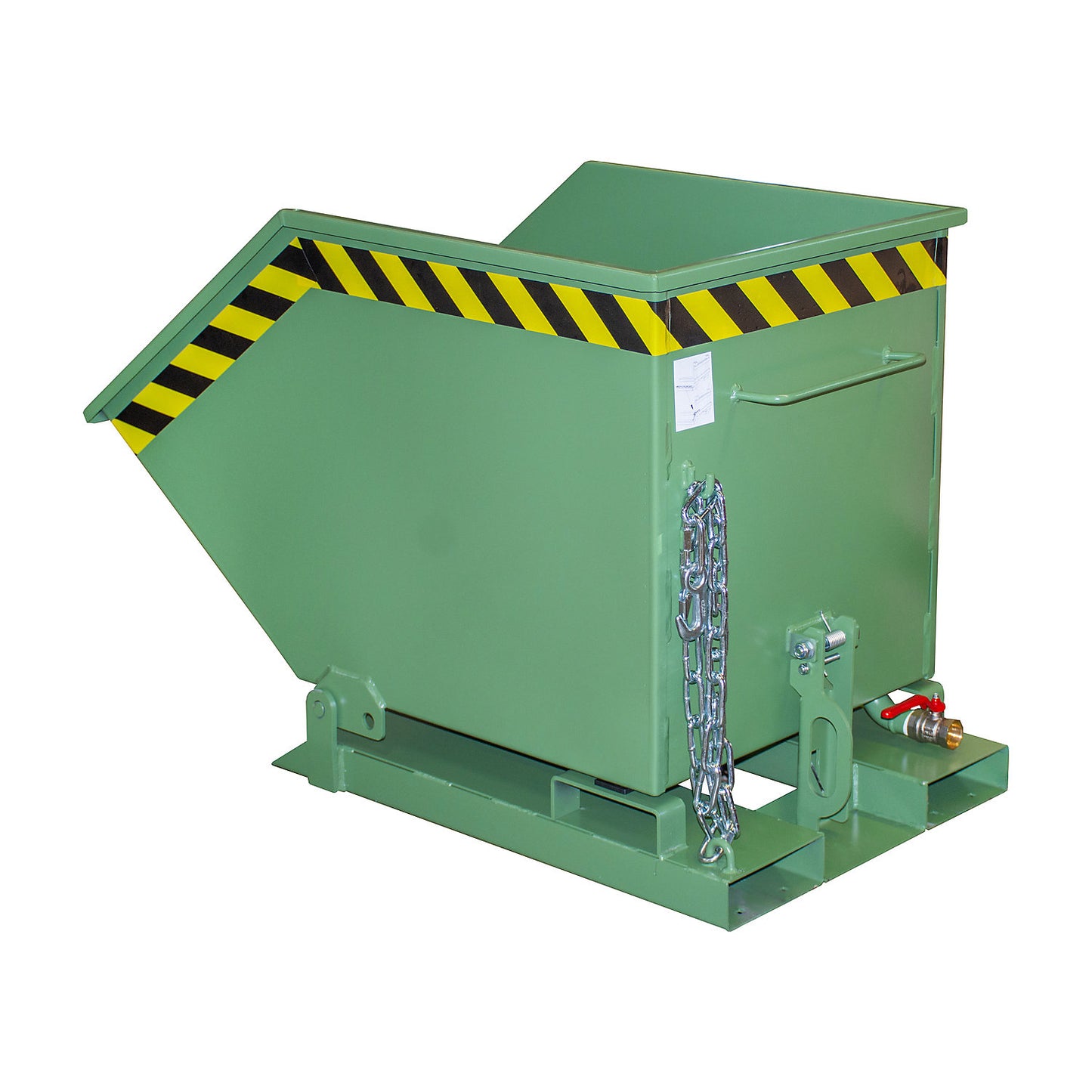 Tilting skip for metal swarf, capacity 250 litres, reseda green.