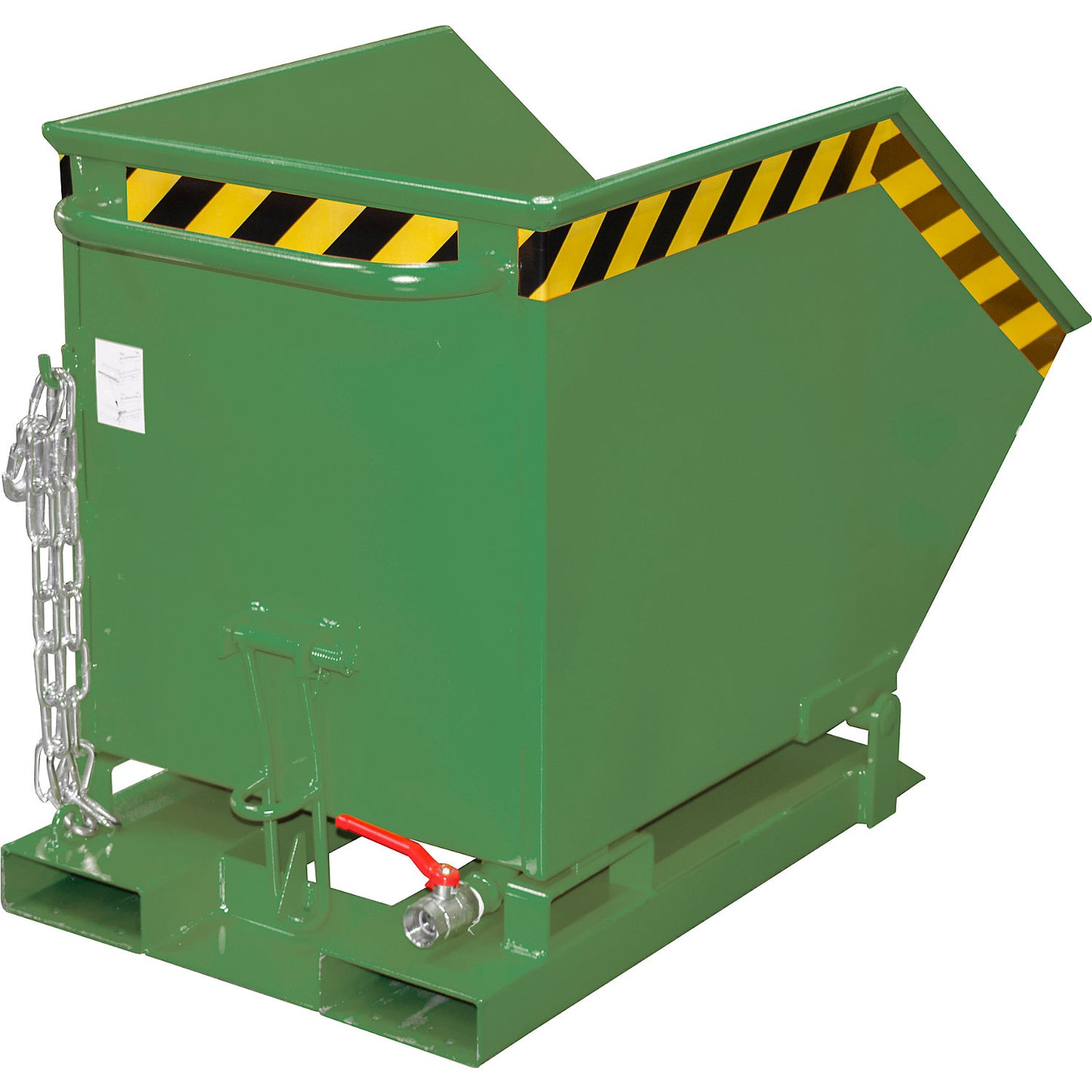 Tilting skip for metal swarf, capacity 250 litres, reseda green.